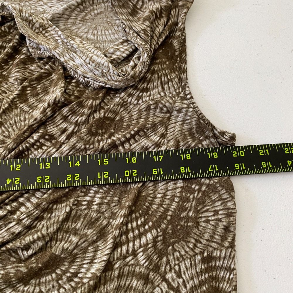 Michael Kors Tank Top Women XL Brown White Tie Dye Cowl Neck Sleeveless Rayon - Picture 7 of 7